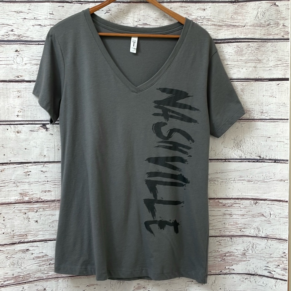 Gray V-Neck Nashville Graphic Tee